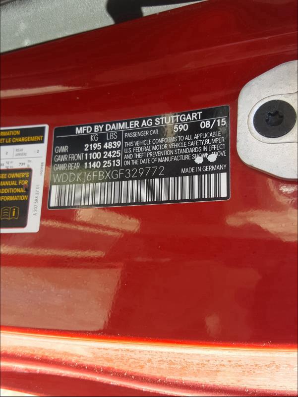 2016 MERCEDES-BENZ E 400 WDDKJ6FBXGF329772