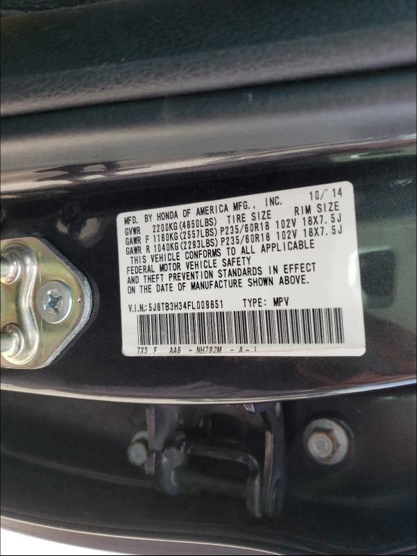 2015 ACURA RDX 5J8TB3H34FL009851