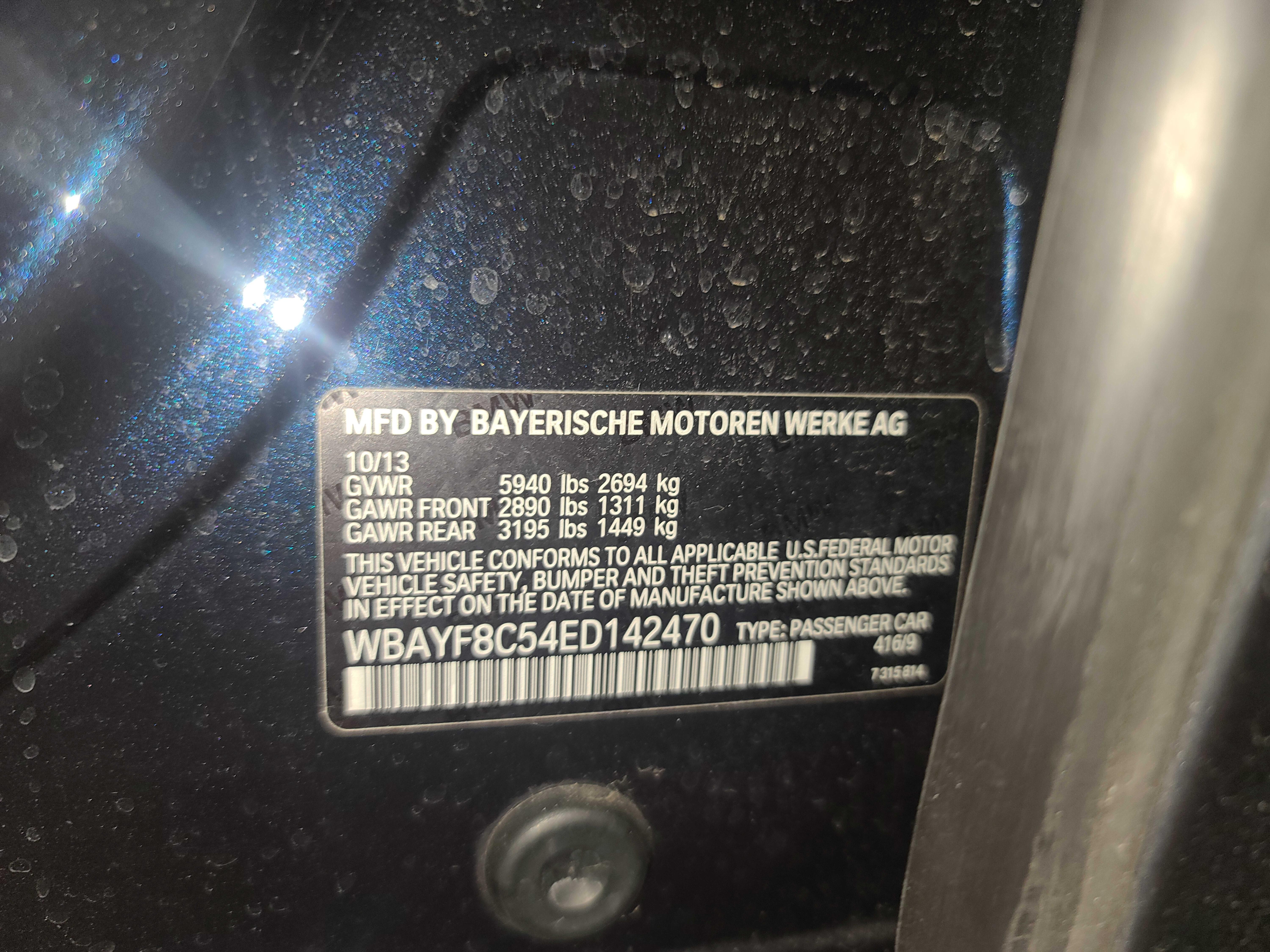 2014 BMW 750 LI XDR WBAYF8C54ED142470