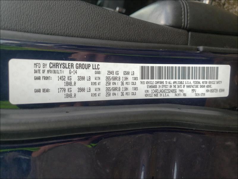 2014 DODGE DURANGO SX 1C4RDJAGXEC524856