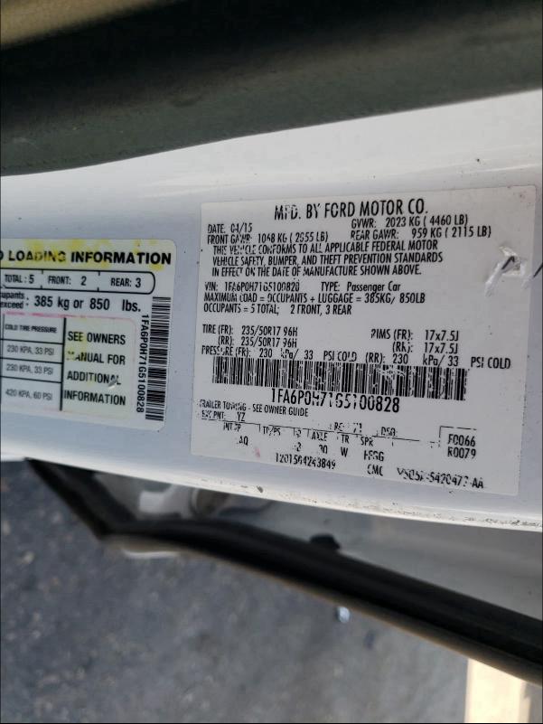 2016 FORD FUSION 1FA6P0H71G5100828