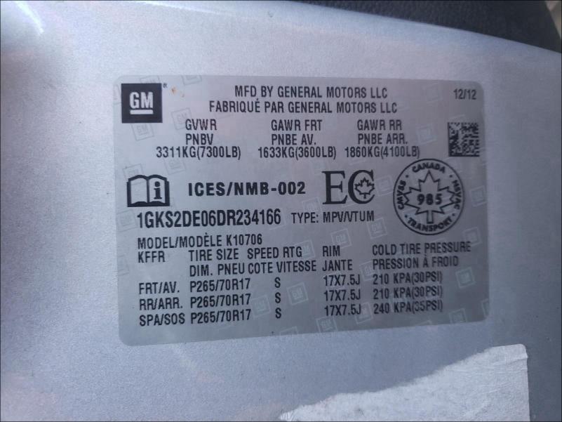 2013 GMC YUKON SLT 1GKS2DE06DR234166