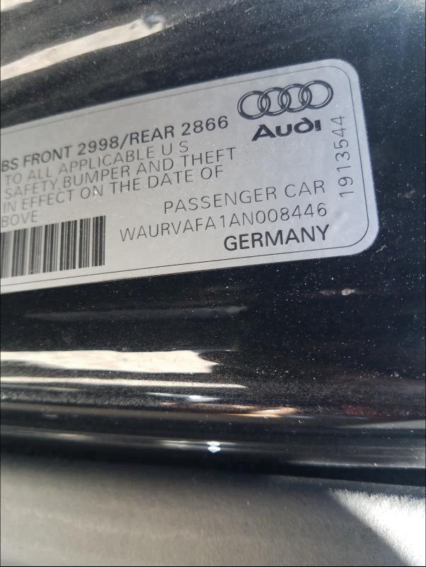 2010 AUDI A8 QUATTRO WAURVAFA1AN008446