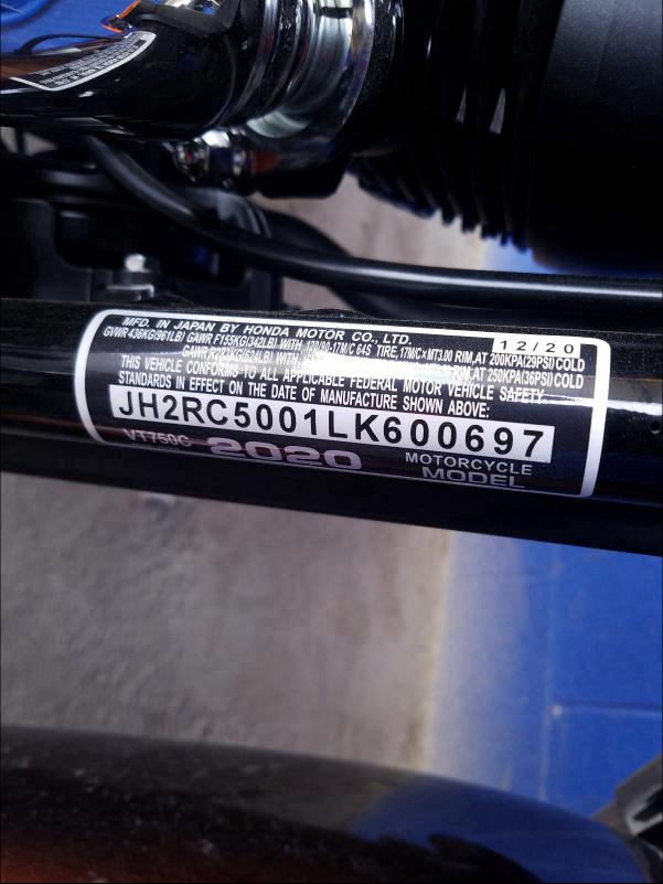 2020 HONDA VT750 C JH2RC5001LK600697