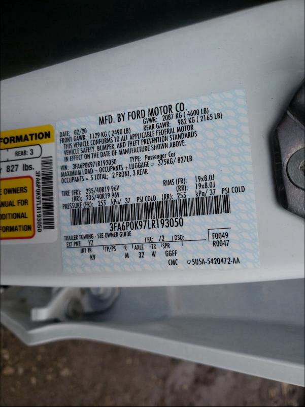 2020 FORD FUSION TIT 3FA6P0K97LR193050