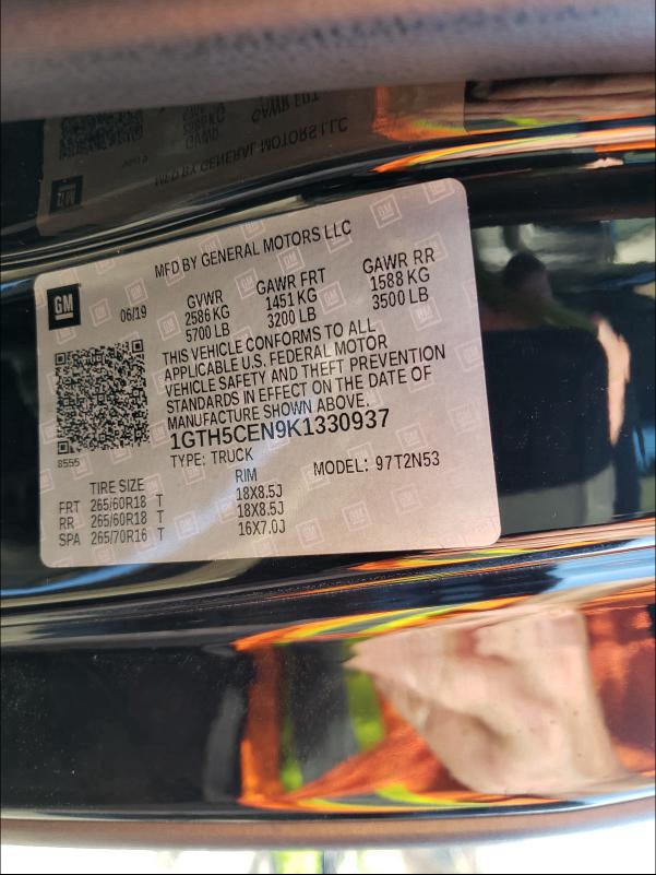 2019 GMC CANYON SLE 1GTH5CEN9K1330937