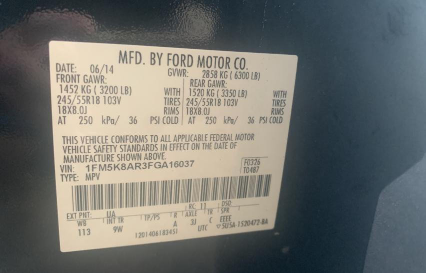 2015 FORD EXPLORER P 1FM5K8AR3FGA16037