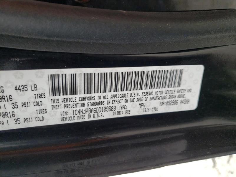 2013 JEEP PATRIOT 1C4NJPBA6DD109689