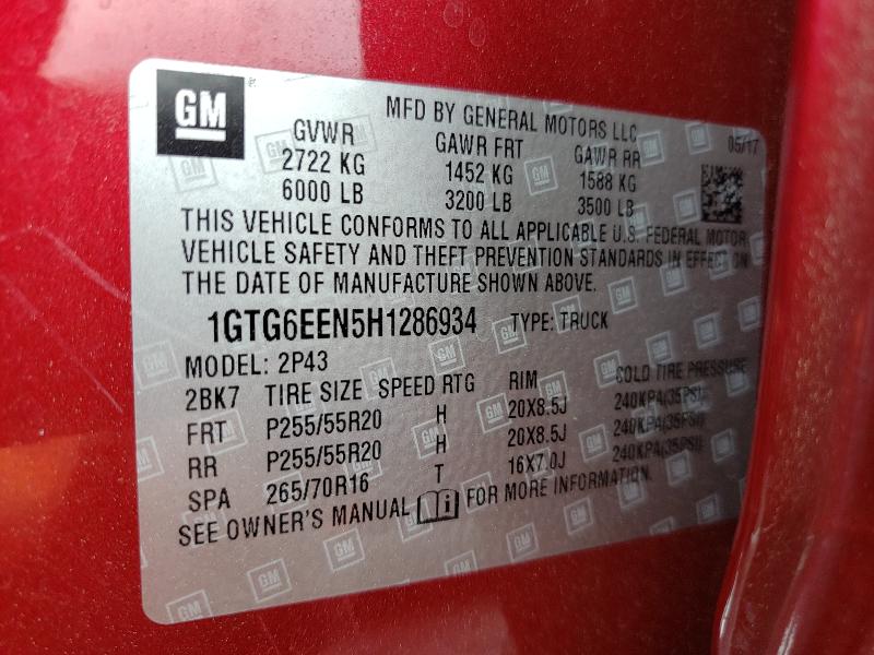 2017 GMC CANYON DEN 1GTG6EEN5H1286934
