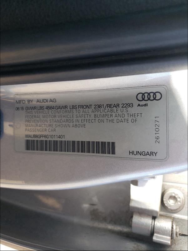 2016 AUDI A3 PREMIUM WAUB8GFF6G1011401