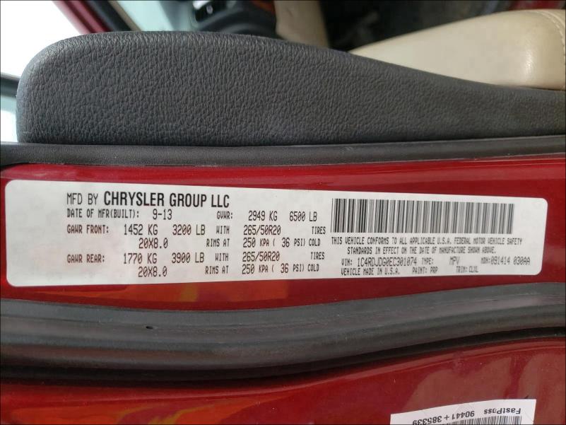 2014 DODGE DURANGO LI 1C4RDJDG0EC301074