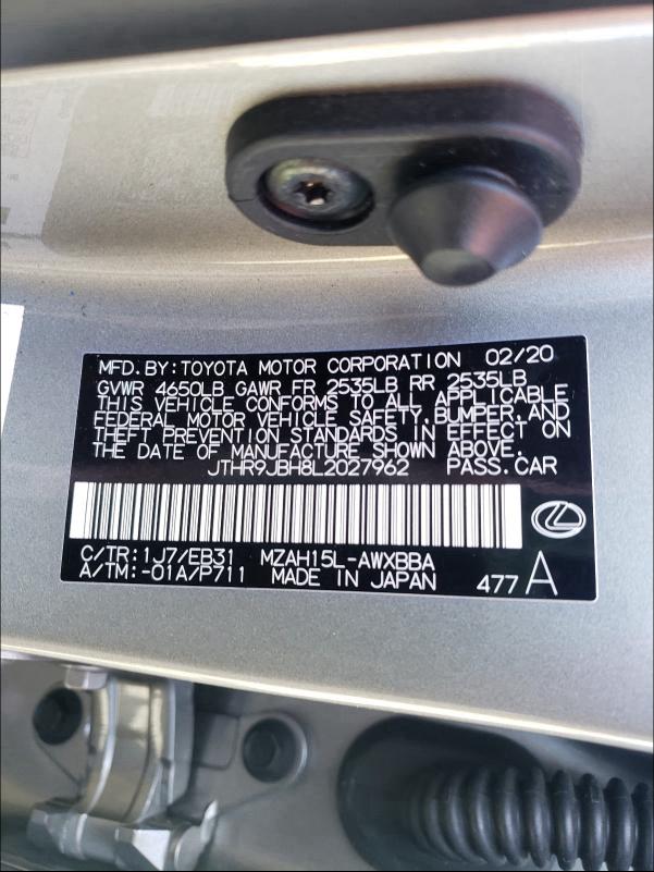 2020 LEXUS UX 250H JTHR9JBH8L2027962
