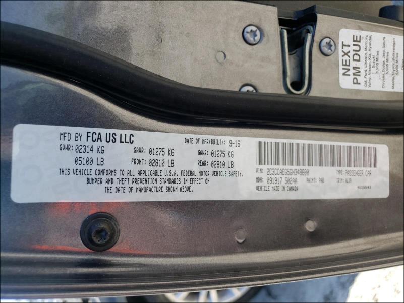 2016 CHRYSLER 300C 2C3CCAEG5GH348600