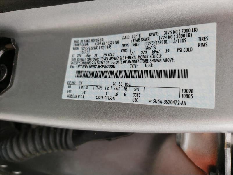 2018 FORD F150 SUPER 1FTEW1E57JKF96308