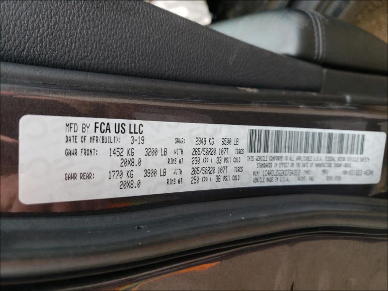 2019 DODGE DURANGO GT 1C4RDJDG2KC734312