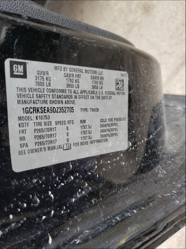 2013 CHEVROLET SILVERADO 1GCRKSEA9DZ352705