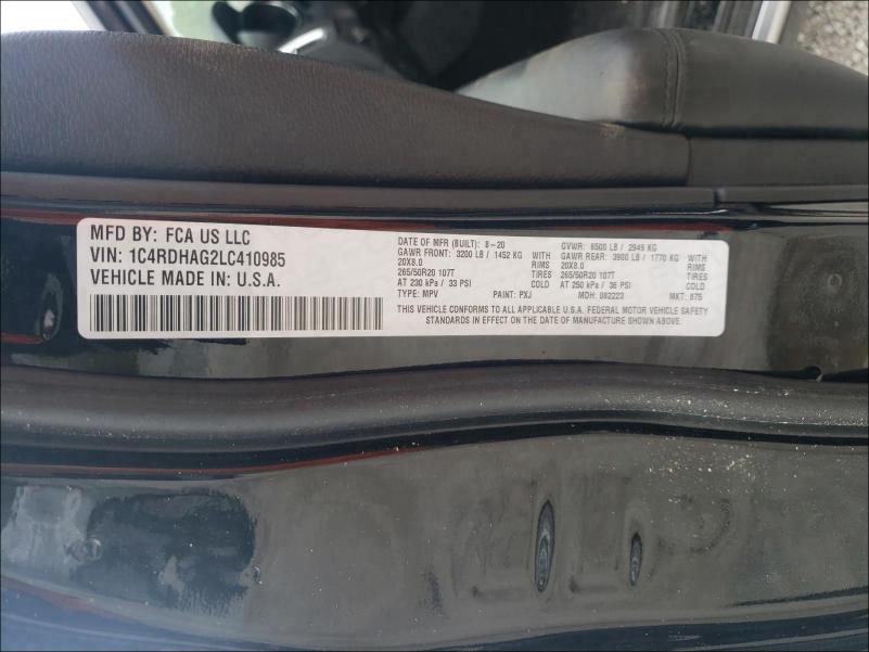 2020 DODGE DURANGO SX 1C4RDHAG2LC410985