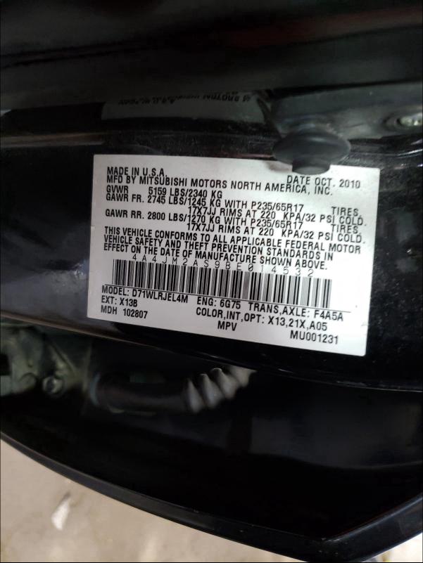 2011 MITSUBISHI ENDEAVOR L 4A4JM2AS9BE014532