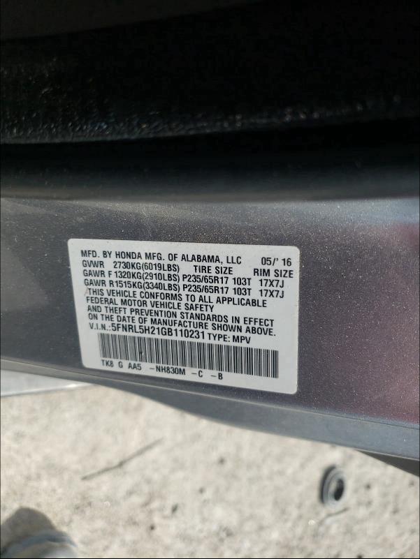 2016 HONDA ODYSSEY LX 5FNRL5H21GB110231
