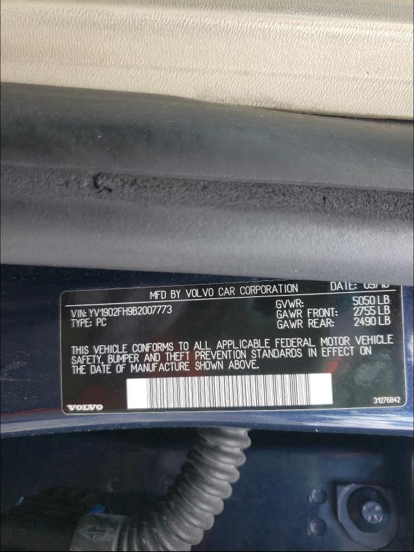 2011 VOLVO S60 T6 YV1902FH9B2007773