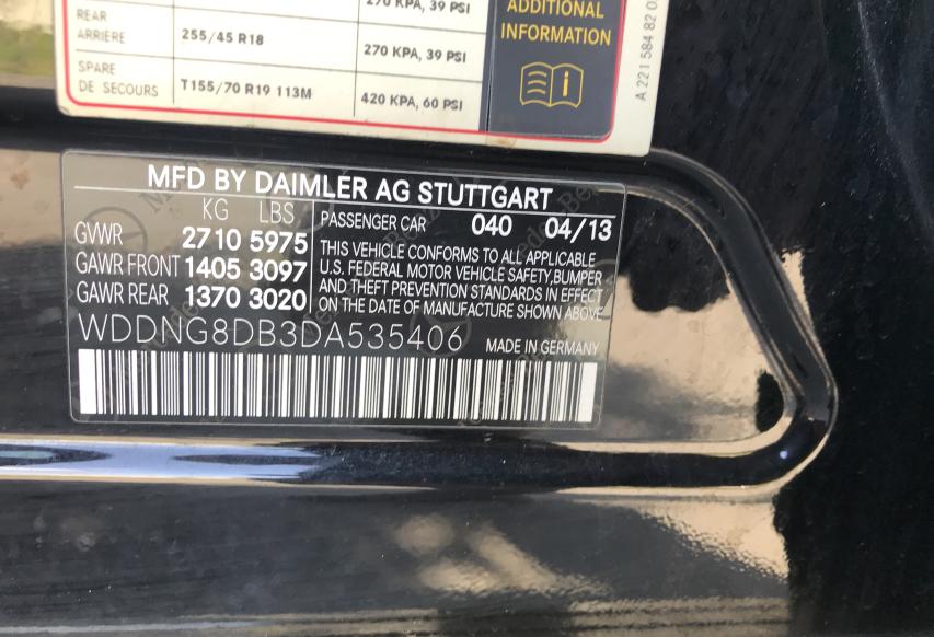 2013 MERCEDES-BENZ S 350 BLUE WDDNG8DB3DA535406