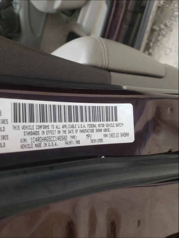 2012 DODGE DURANGO SX 1C4RDHAG5CC146502