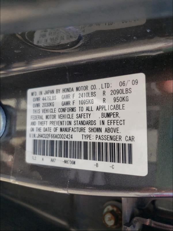 2010 ACURA TSX JH4CU2F66AC002424
