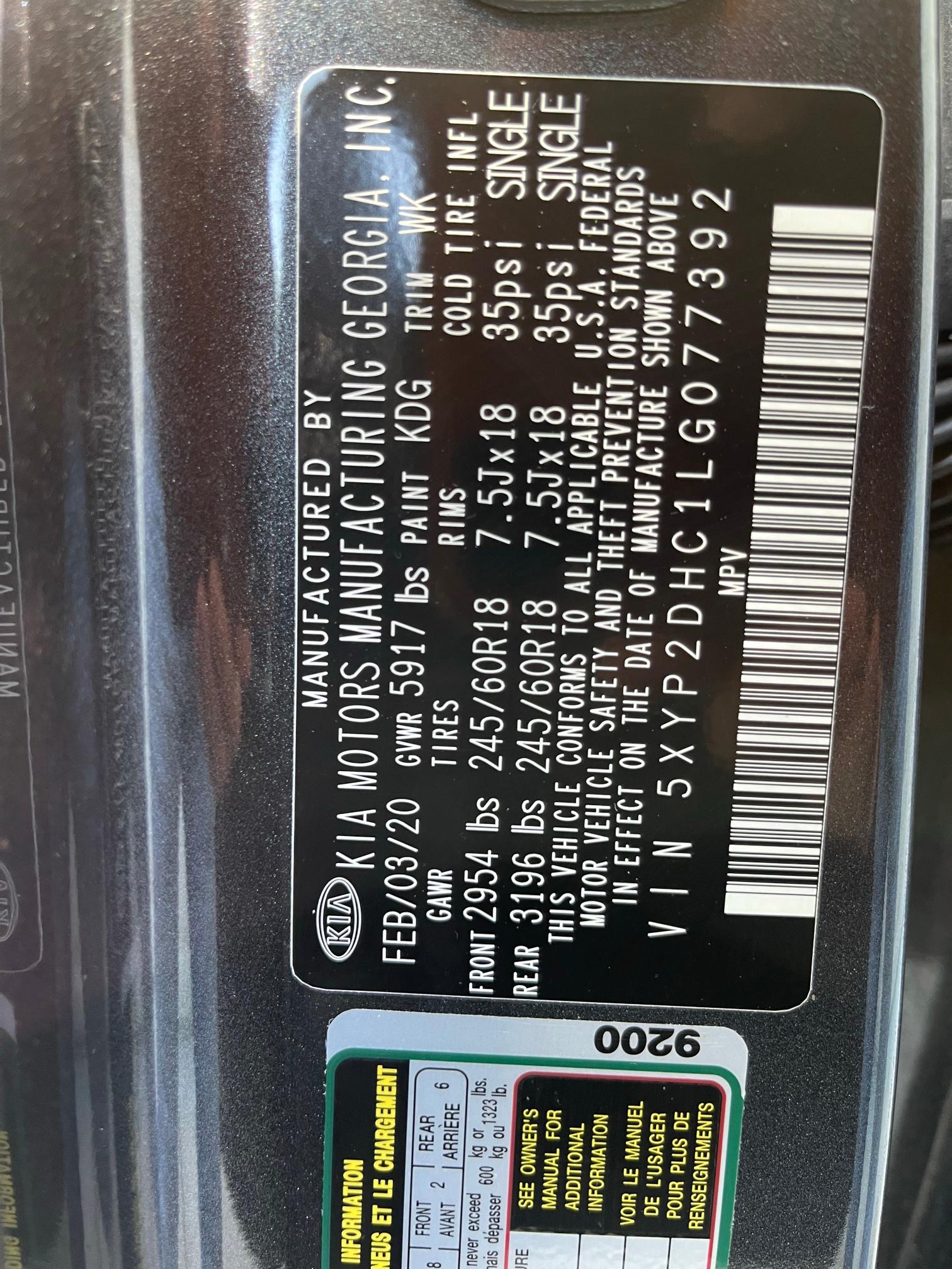 2020 KIA TELLURIDE 5XYP2DHC1LG077392