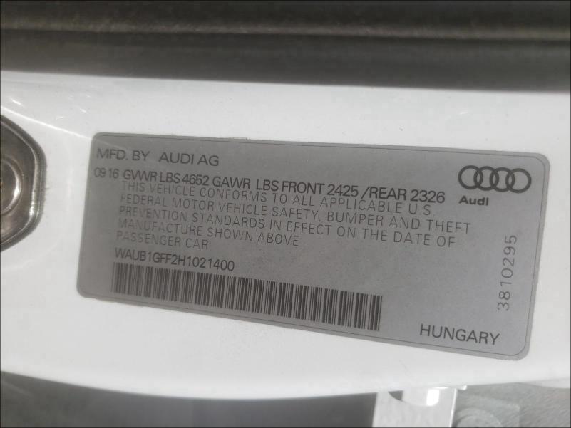 2017 AUDI S3 PREMIUM WAUB1GFF2H1021400