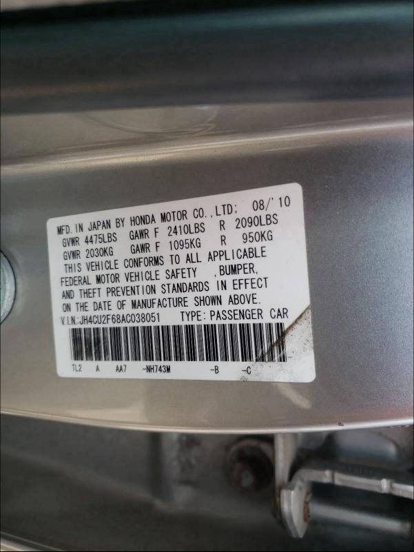 2010 ACURA TSX JH4CU2F68AC038051