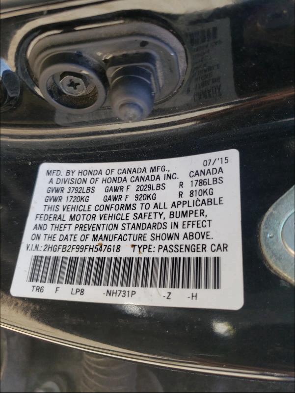 VIN 3FA6P0HD3FR219028 2015 Ford Fusion, SE no.10