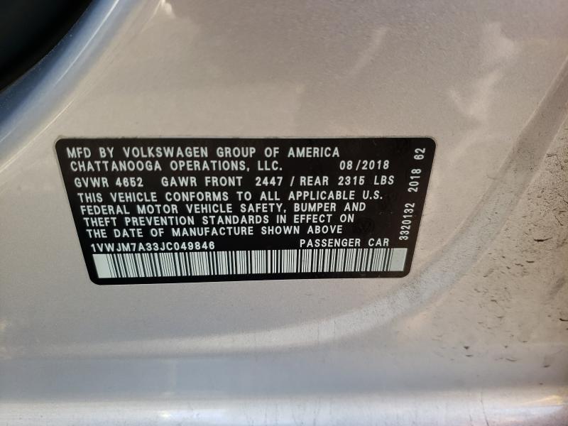 2018 VOLKSWAGEN PASSAT 1VWJM7A33JC049846