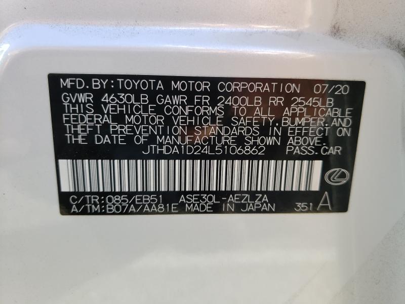 2020 LEXUS IS 300 PRE JTHDA1D24L5106862