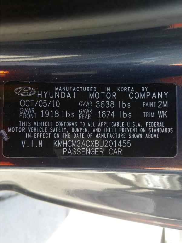 2011 HYUNDAI ACCENT GL KMHCM3ACXBU201455