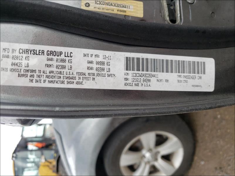 2012 DODGE CALIBER 1C3CDWDA3CD534411