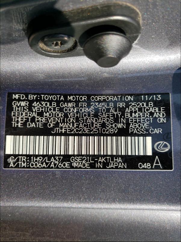 2014 LEXUS IS 350 JTHFE2C23E2510289