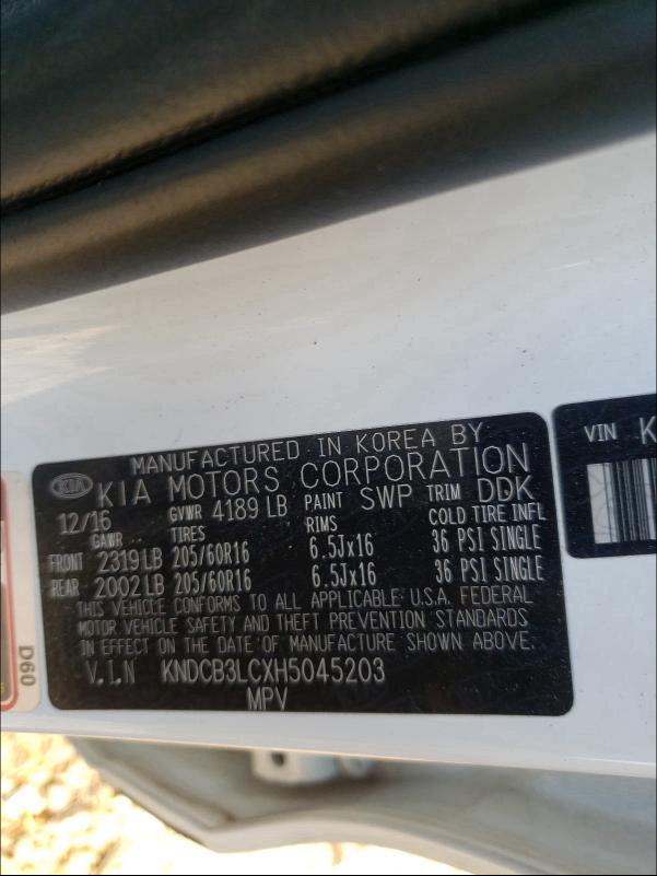 2017 KIA NIRO FE KNDCB3LCXH5045203