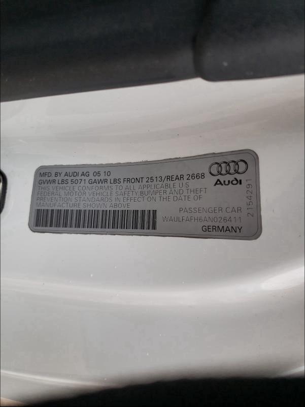 2010 AUDI A5 PREMIUM WAULFAFH6AN026411