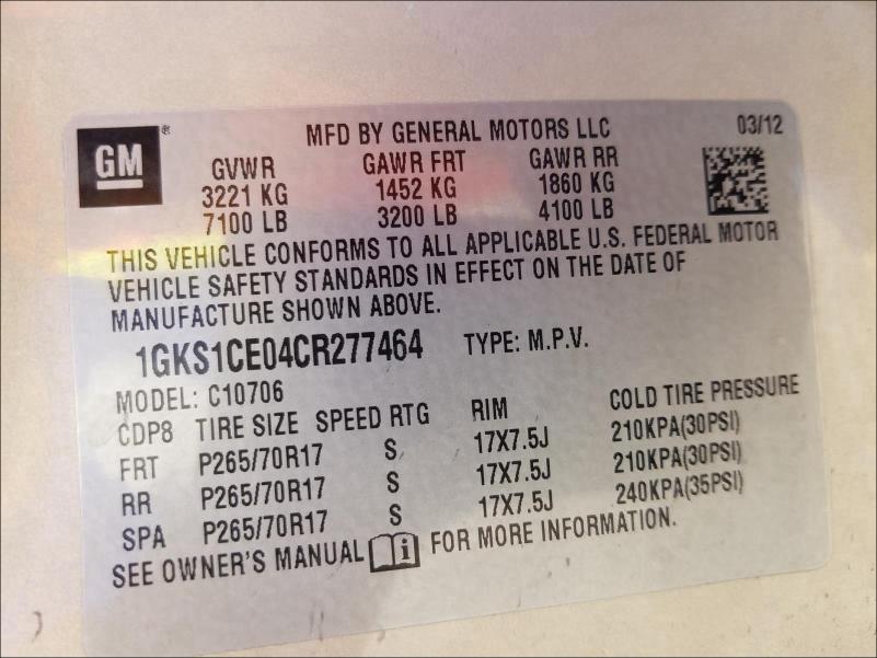 2012 GMC YUKON SLT 1GKS1CE04CR277464