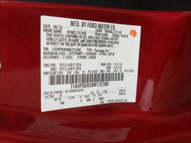 2011 FORD FOCUS SES 1FAHP3GN5BW135580