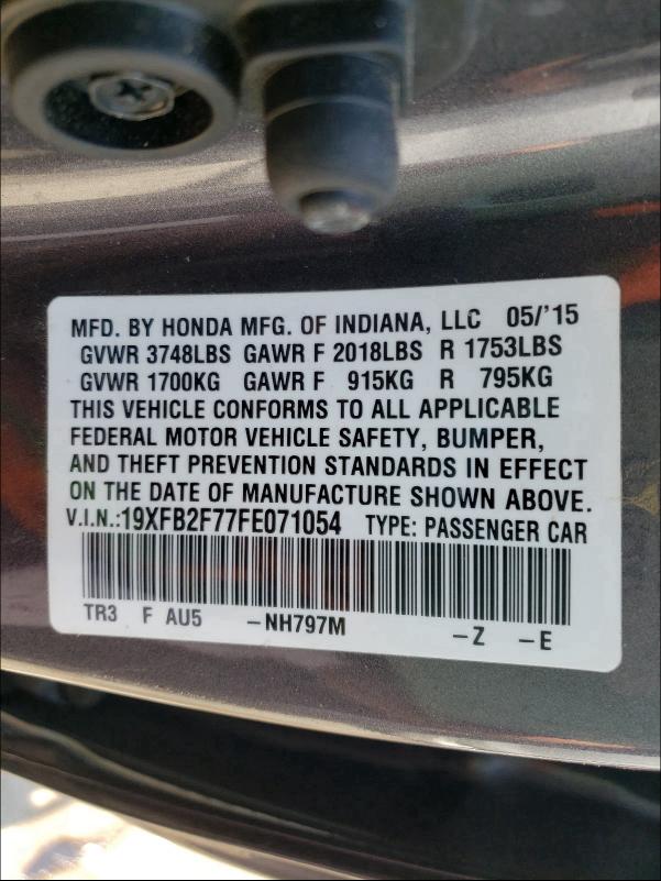 2015 HONDA CIVIC SE 19XFB2F77FE071054