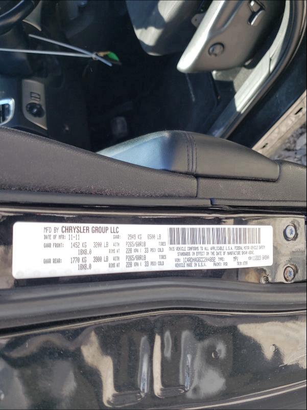 2012 DODGE DURANGO SX 1C4RDHAG6CC204892