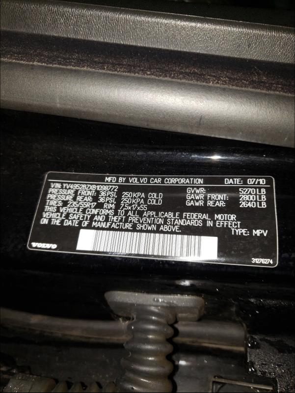 2011 VOLVO XC70 3.2 YV4952BZXB1098772