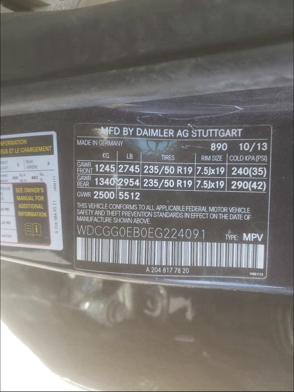 2014 MERCEDES-BENZ GLK 250 BL WDCGG0EB0EG224091