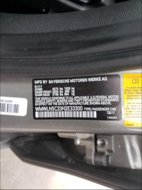 2017 MINI COOPER CLU WMWLN5C33H2E33300