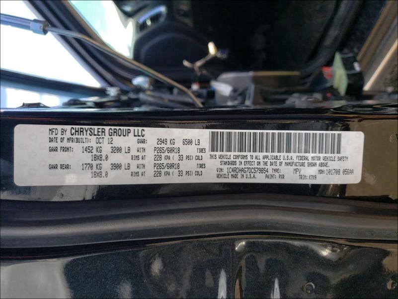 2013 DODGE DURANGO SX 1C4RDHAG7DC579854