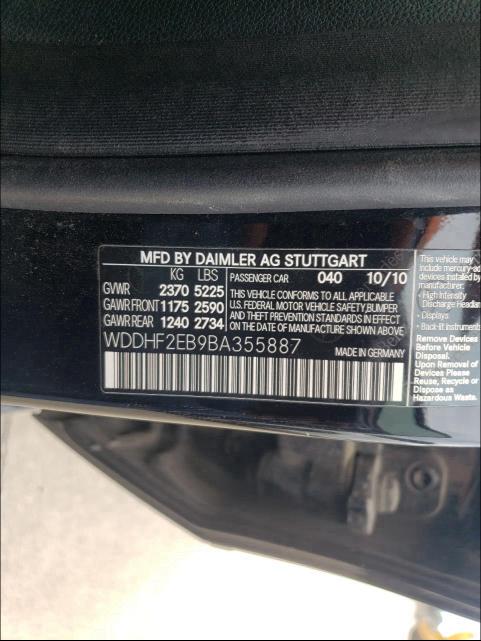 2011 MERCEDES-BENZ E 350 BLUE WDDHF2EB9BA355887