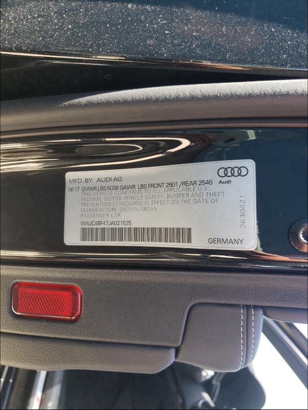 2018 AUDI S4 PRESTIG WAUC4BF47JA021525