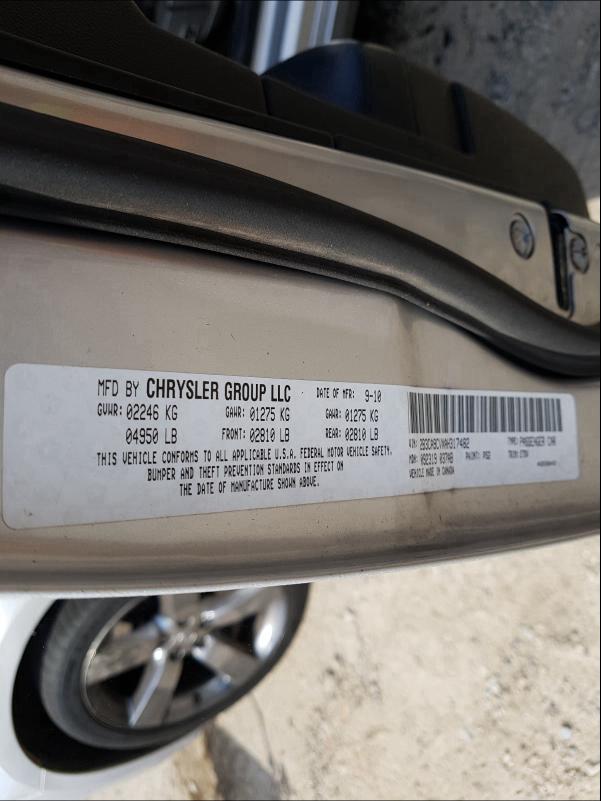 2010 DODGE CHARGER RA 2B3CA9CVXAH317482