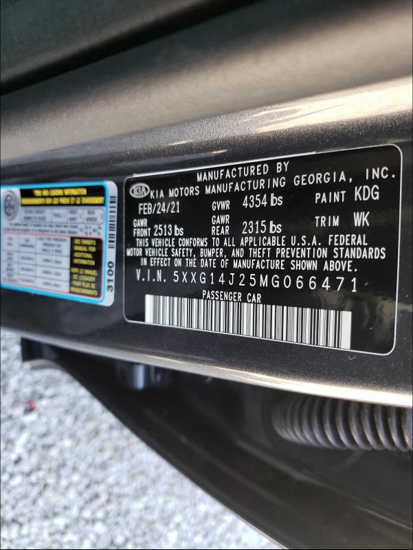 2021 KIA K5 LXS 5XXG14J25MG066471